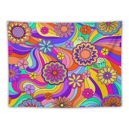 Groovy Psychedelic Flower Power Tapestry