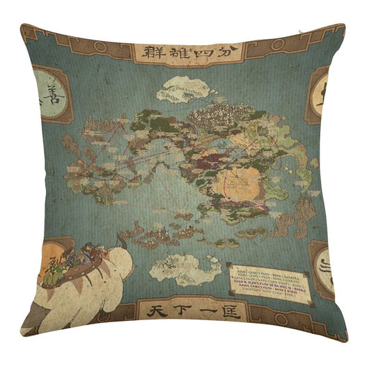 Avatar The Last Airbender Map Linen Throw Pillow Cover