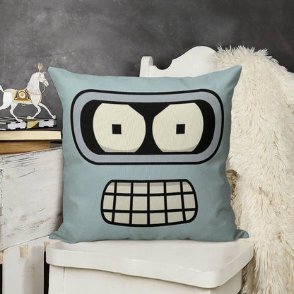 Bender's Face Linen Throw Pillow Cover