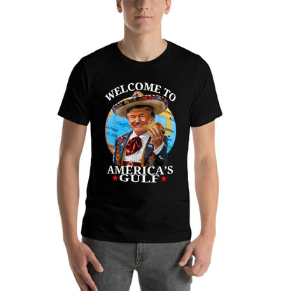 Funny Trump America's Gulf Est 2025 Trump Merchandise  Rolled Sleeves T-Shirt