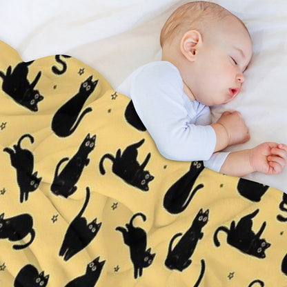 Black Cat Pattern Throw Blanket
