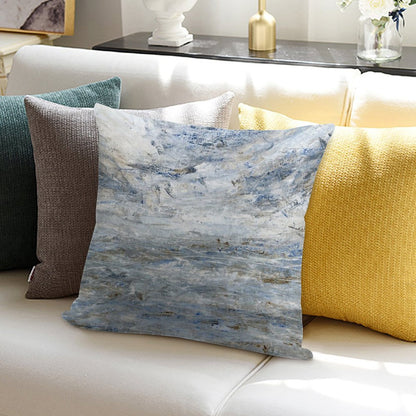 Abstract Seascape in Grey And Blue Soft Fade-Resistant Throw Pillow