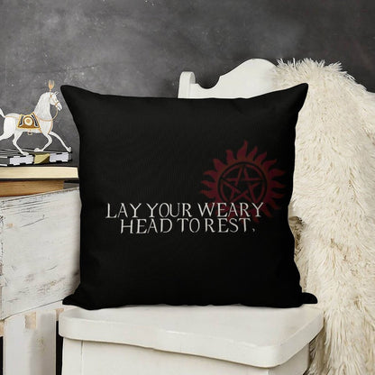 Lay Your Weary Head to Rest Linen Throw Pillow Cover