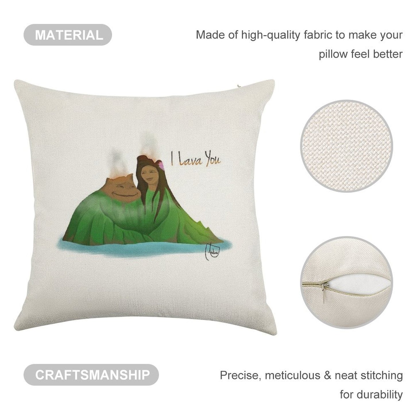I Lava You Linen Throw Pillow Cover