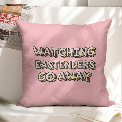 Watching Eastenders Go Away Linen Throw Pillow Cover
