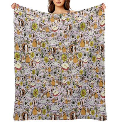 Guinea Pigs in Pink Throw Blanket