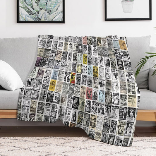 Vintage Punk Rock Flyers Throw Blanket