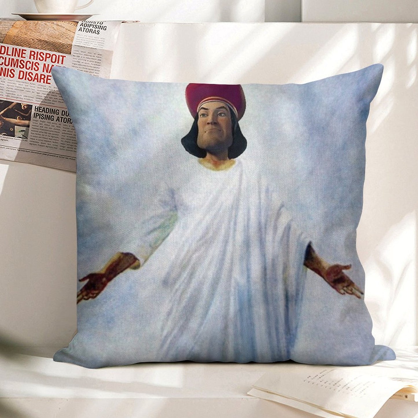 Lord Farquaad As God Linen Throw Pillow Cover