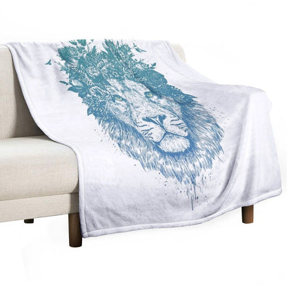 Floral Lion Throw Blanket