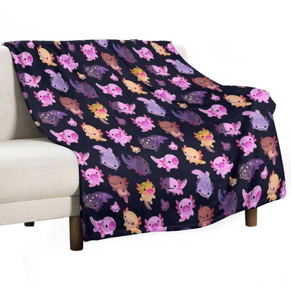 Happy Axolotl Throw Blanket
