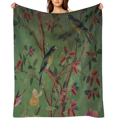 Green Dream Chinoiserie Throw Blanket