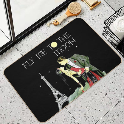 FLY ME TO THE MOON; Vintage Dance Print Bath Mat