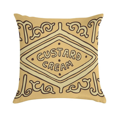 Custard Cream British Biscuit Soft Luxury Feel Throw Pillow