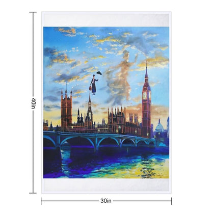 Mary Poppins Returns to London Throw Blanket