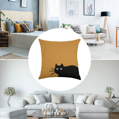 Black Cat(s) Linen Throw Pillow Cover