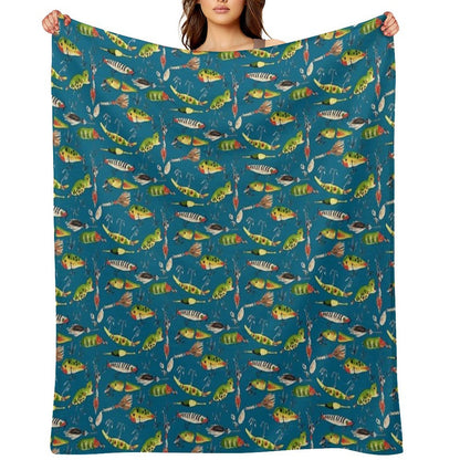 Vintage Fishing Lures Throw Blanket