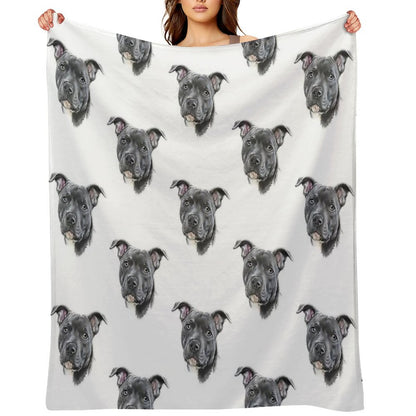 Blue Staffy Throw Blanket