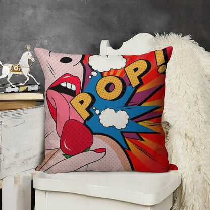 Pop Art Linen Throw Pillow Cover