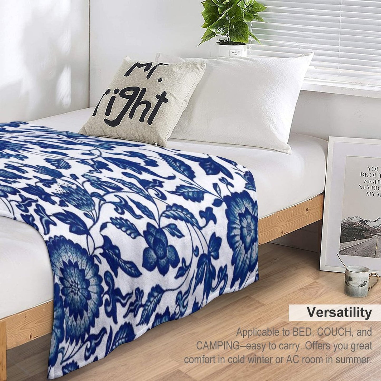 Vintage Blue Floral Pattern  Chinese Ornament By Owen Jones ,Antique,Retro,flower,botanical,aesthetic,classic,china, Throw Blanket