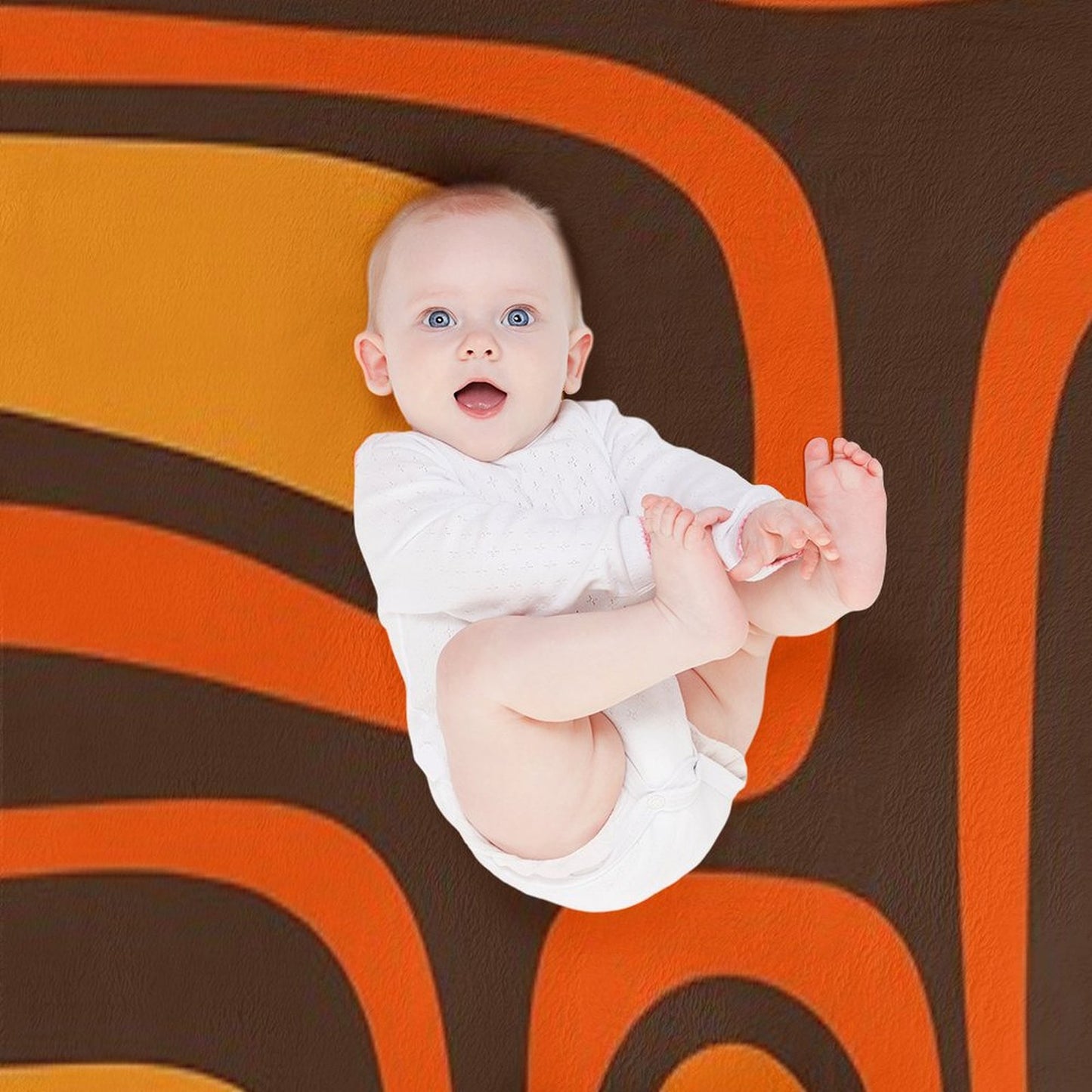 Palm Springs Retro Mid-Century Modern Abstract Pattern in 70s Brown And Orange Throw Blanket