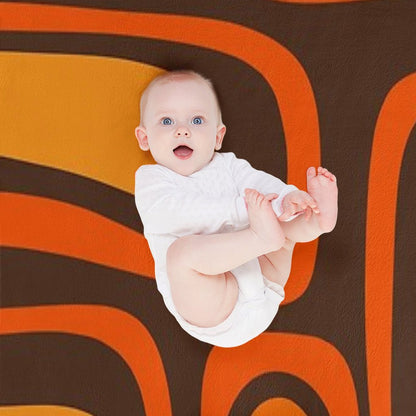 Palm Springs Retro Mid-Century Modern Abstract Pattern in 70s Brown And Orange Throw Blanket