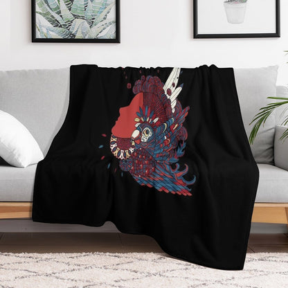 A Girl with Feathers in Her Hair Throw Blanket
