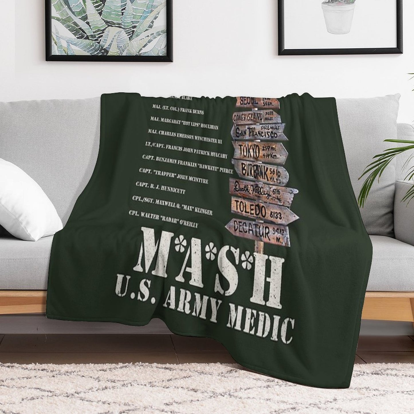 Mash TV Show Signpost Throw Blanket