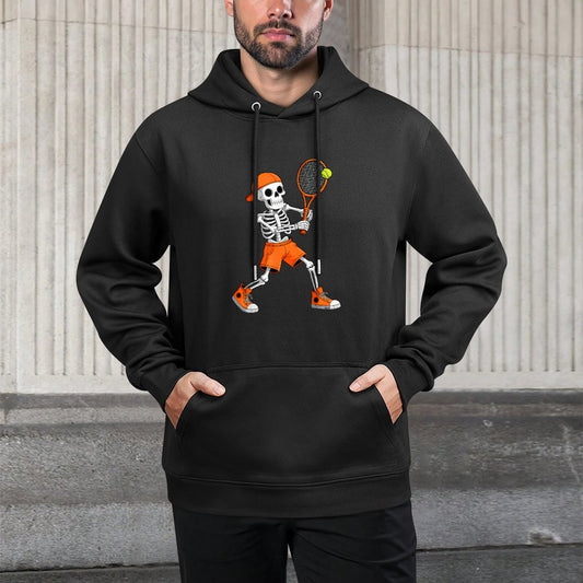 Funny Skeleton Play Tennis Halloween Costume Boys Men Kids Adjustable Hood Hoodie