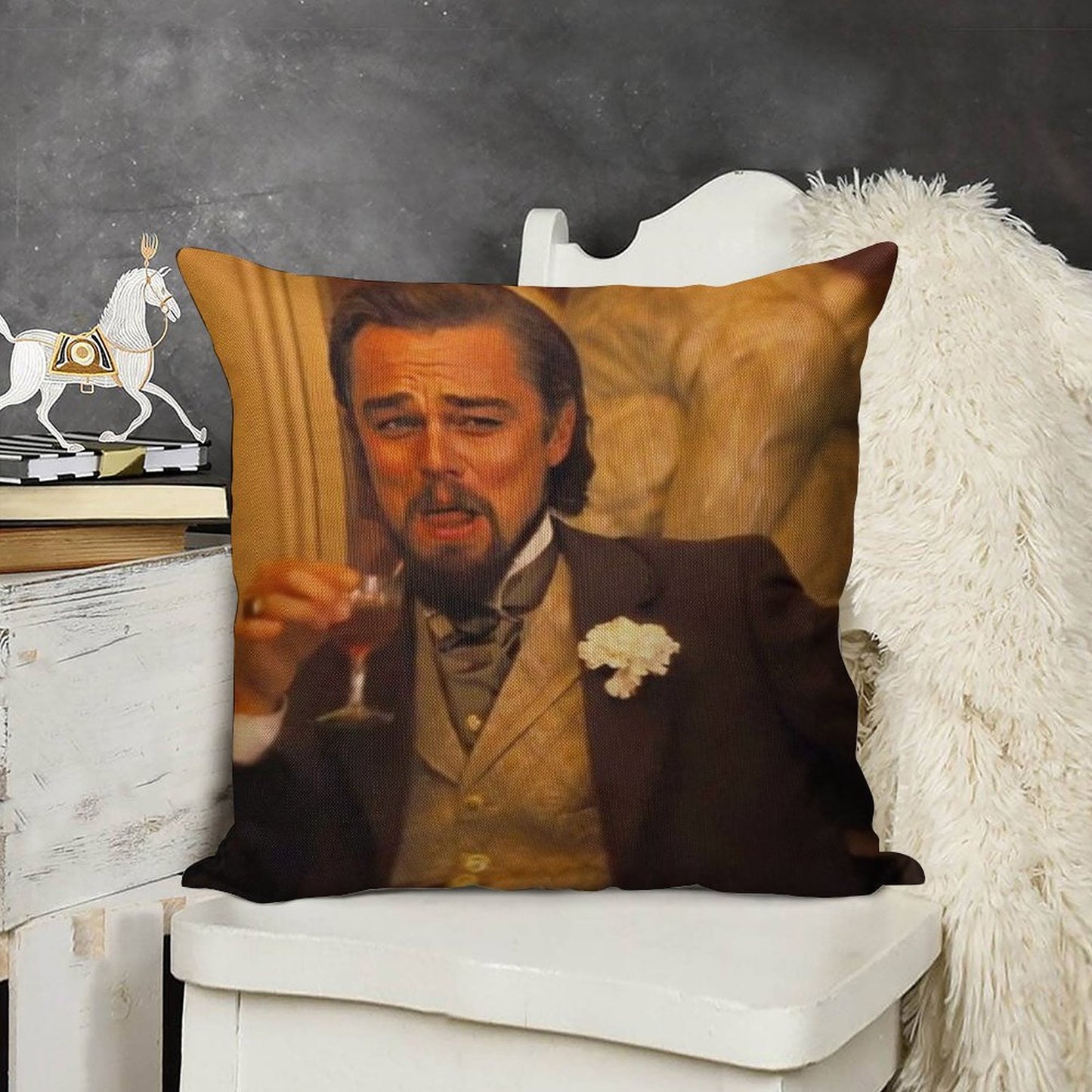 Leonardo DiCaprio Meme Linen Throw Pillow Cover