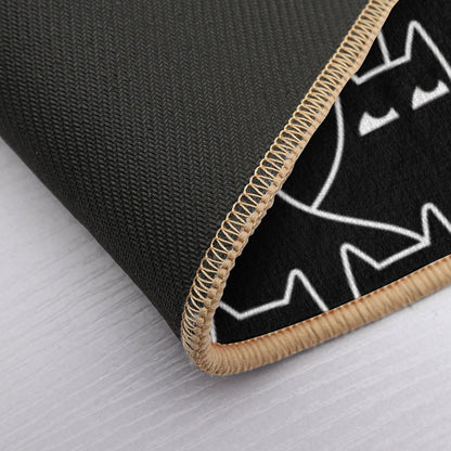 Suspicious Cats (Minimal White Linework Version)  Repositionable Bath Mat