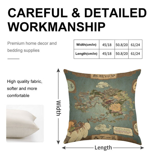 Avatar The Last Airbender Map Linen Throw Pillow Cover