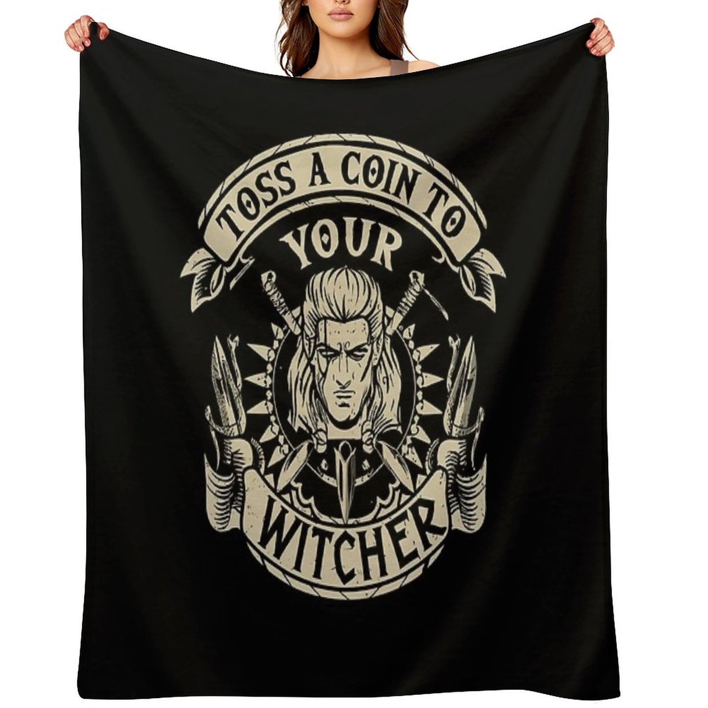 Toss A Coin To Your Witcher Geralt of Rivia Throw Blanket