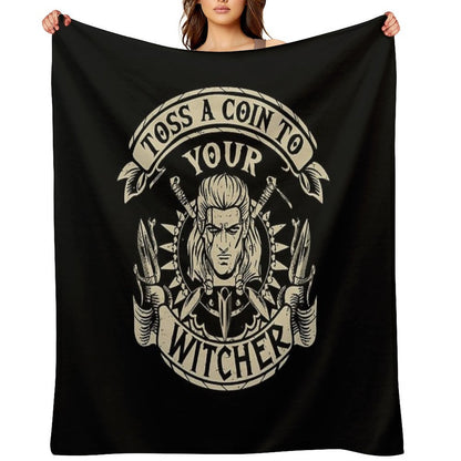 Toss A Coin To Your Witcher Geralt of Rivia Throw Blanket