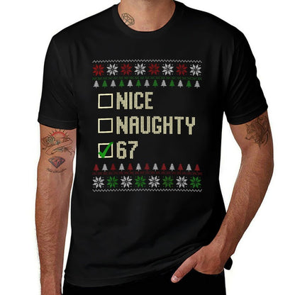 Nice Naughty 67 Funny Ugly Sweater Slang Brainrot Humor Xmas  Vintage-inspired T-Shirt