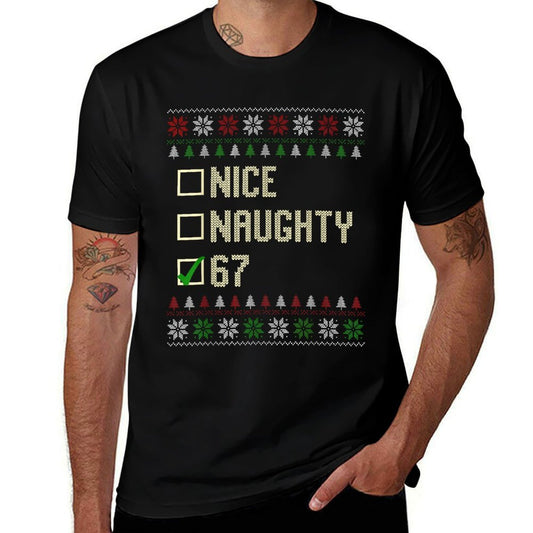 Nice Naughty 67 Funny Ugly Sweater Slang Brainrot Humor Xmas  Vintage-inspired T-Shirt