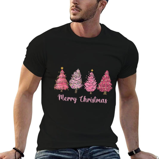Merry And Bright Pink Christmas Tree Pink Christmas Tree  Slim-fit Cut T-Shirt