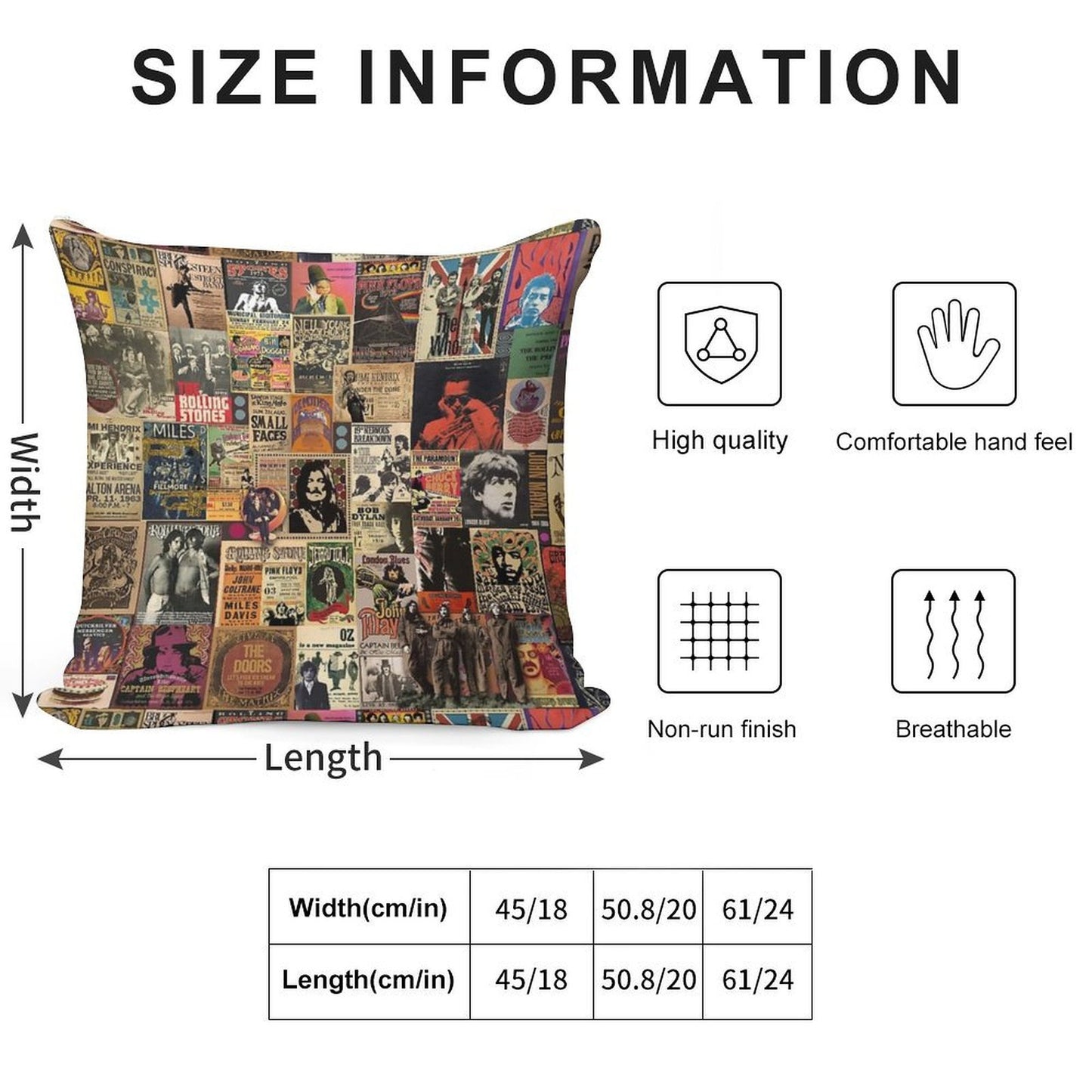 Rock N' Roll Stories Soft Hidden Zipper Throw Pillow