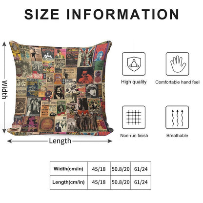 Rock N' Roll Stories Soft Hidden Zipper Throw Pillow