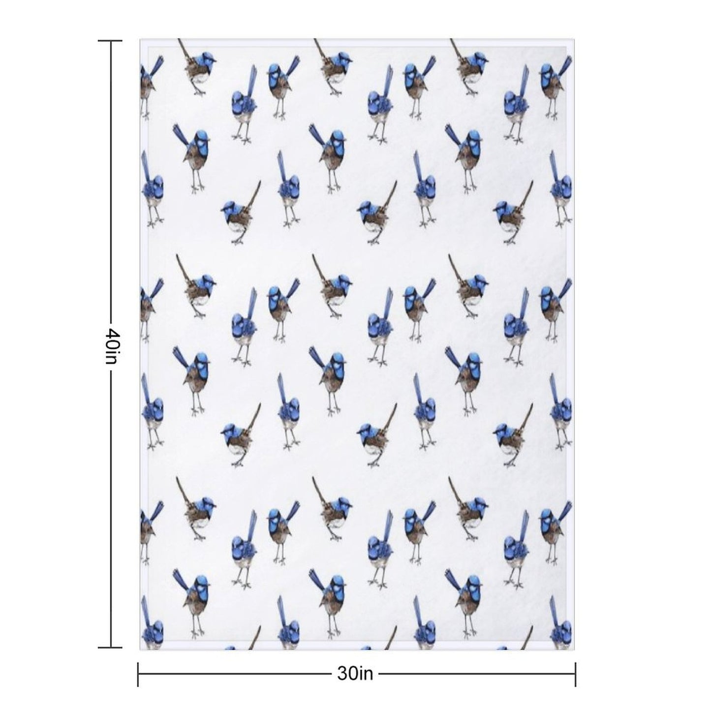 Blue Wrens, Scattered on White Throw Blanket