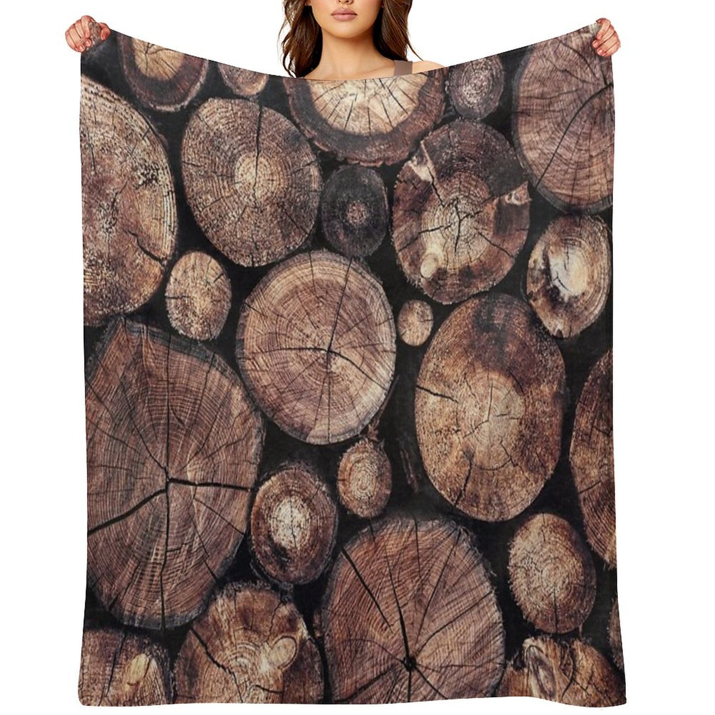 The Wood Holds Many Spirits  Vintage Moody Spiritual Forest Texture Lodge Logs With Cascadia Cabin Tree Souls Throw Blanket