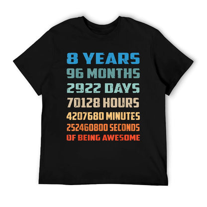 8th Birthday Boy Kids Youth Shirt 8 Years Old Being Awesome T-Shirt