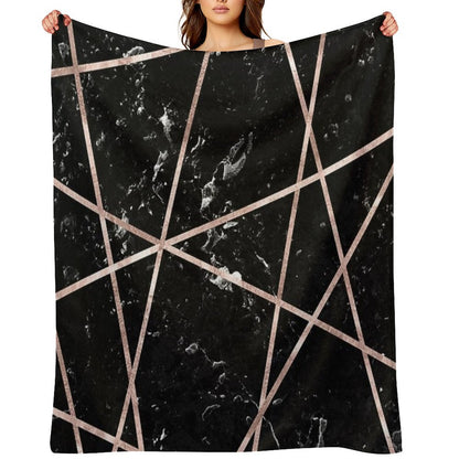 Black Marble Rose Gold Geo Glam #1 #geo #decor #art Throw Blanket