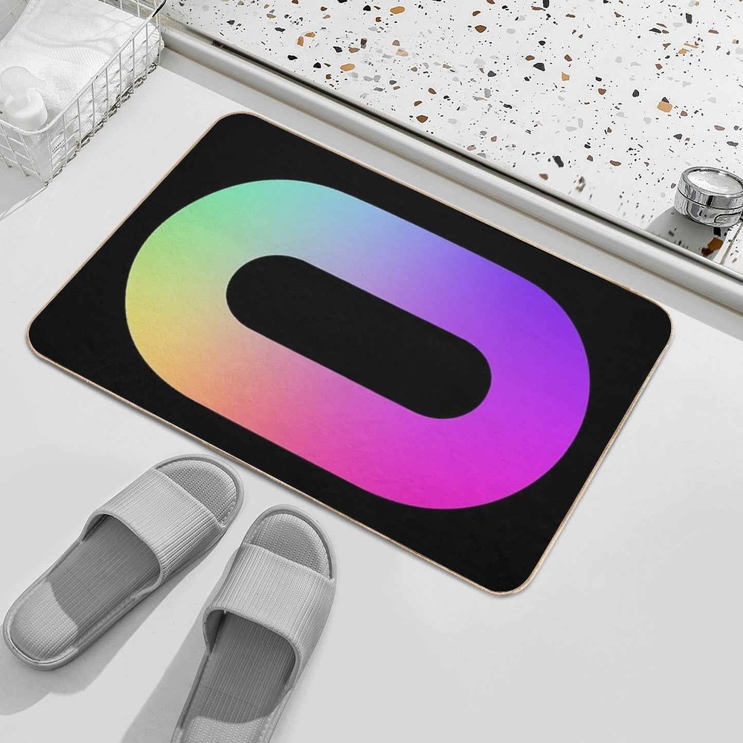 Rainbow Holographic Oculus VR Logo Bath Mat