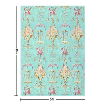 Marie Antoinette French Rococo Paris Pattern Throw Blanket