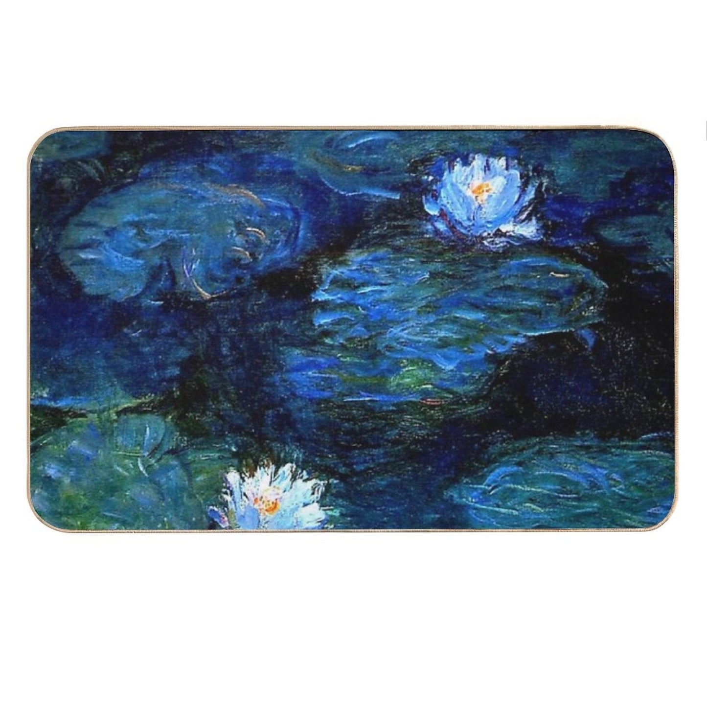 Water Lilies Monet Deep Blue Bath Mat