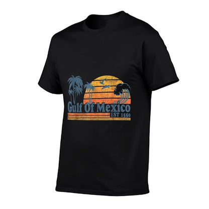 Gulf of Mexico Est 1550 Retro Vintage Beach Gulf of Mexico  Rolled Sleeves T-Shirt
