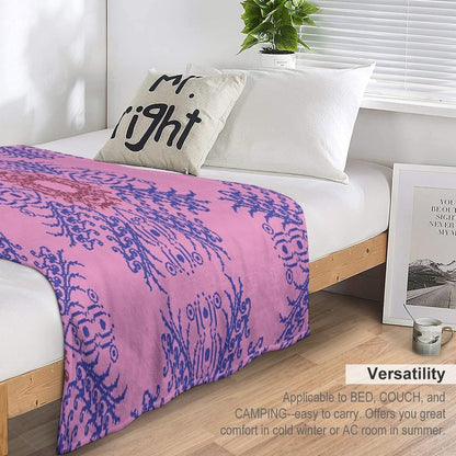 Pink And Blue Floral Wreath Throw Blanket