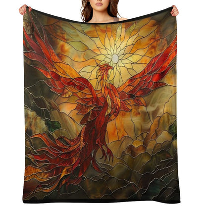 Glorious Phoenix Staine Glass Throw Blanket