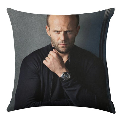 Jason Statham Linen Throw Pillow Cover