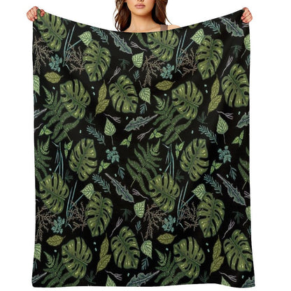 Green Summer Jungle Throw Blanket